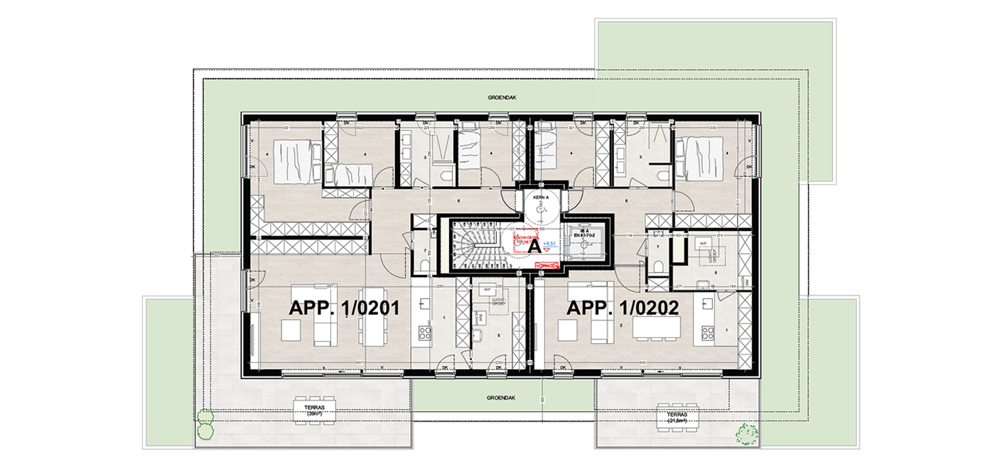 Parkappartement gebouw A Verdieping 2